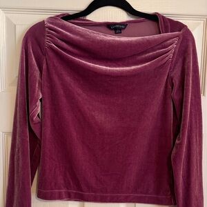 Lands' End Mauve Velvet Long Sleeve Top